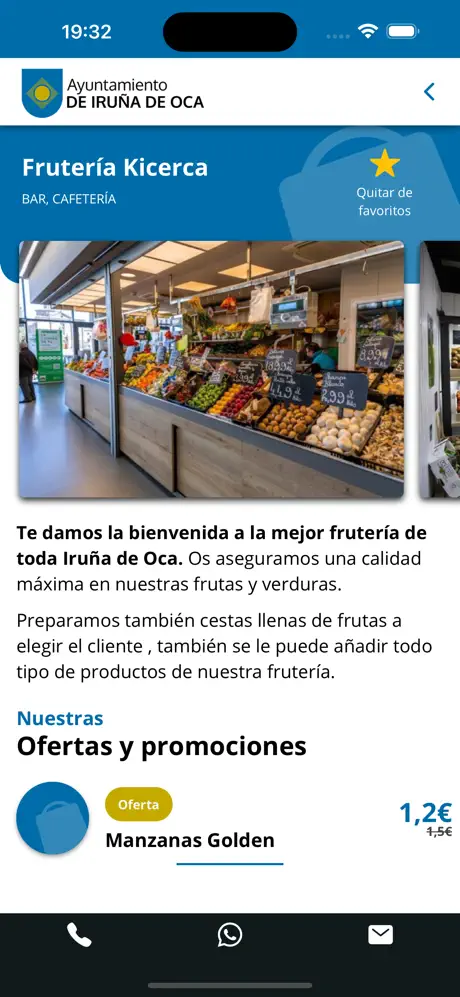 Ficha de un comercio con fotos y ofertas
