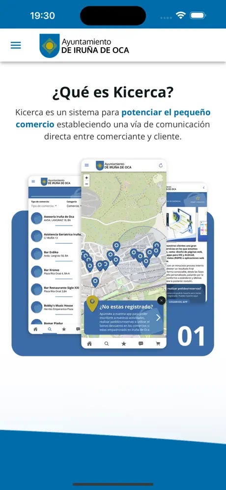 Pantalla ¿Qué es Kicerca? dentro de la app