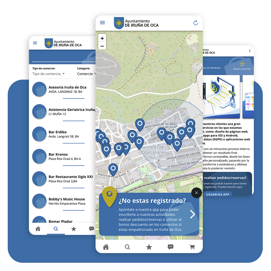 App Kicerca Iruña: mapa de comercios cercanos, listado y actividades municipales