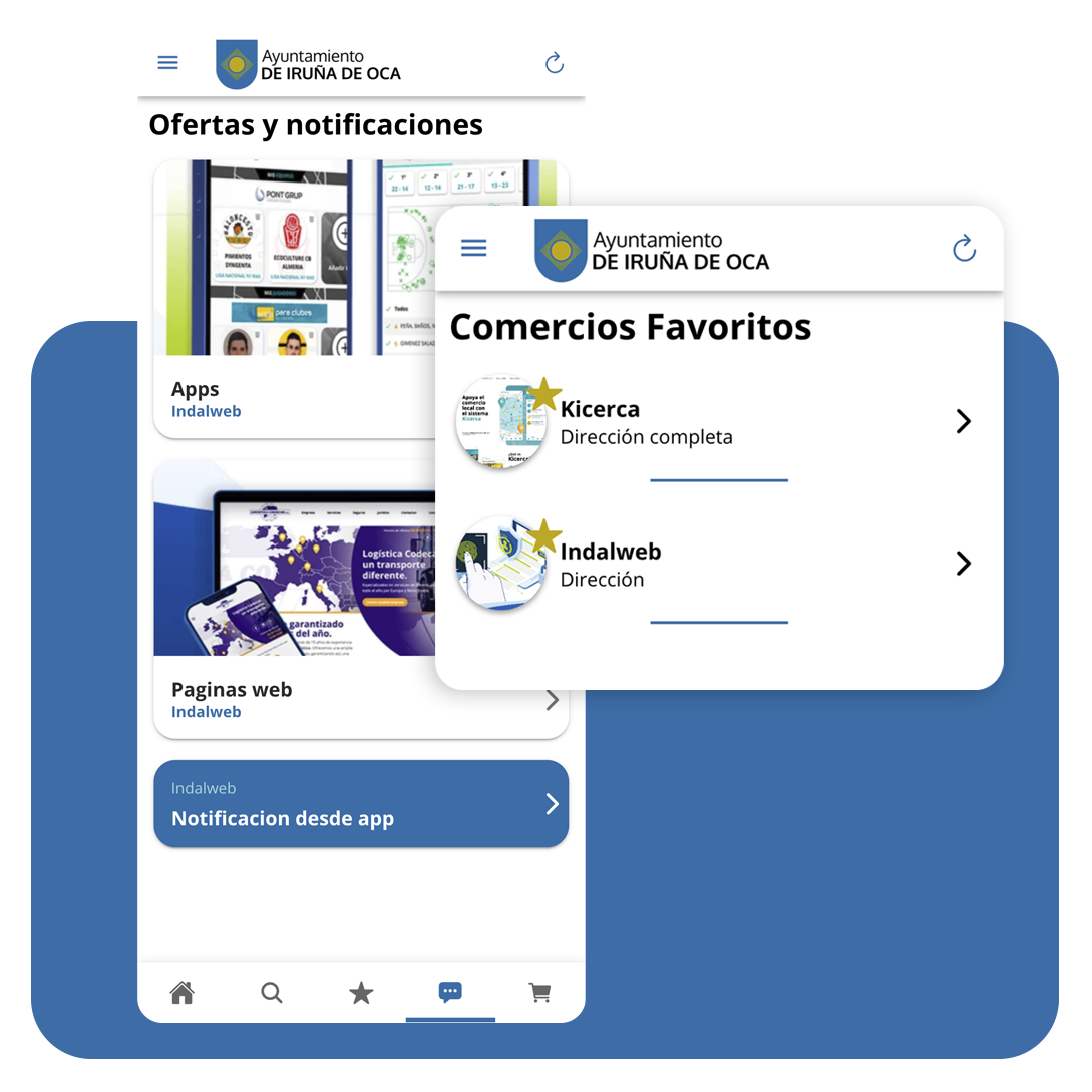 Ofertas, notificaciones y comercios favoritos en la app Kicerca Iruña